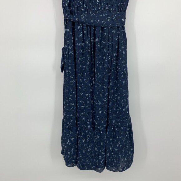 Kate Spade Dress Blue Wild Roses Floral Print V Neck Ruffle Wrap - Picture 13 of 14
